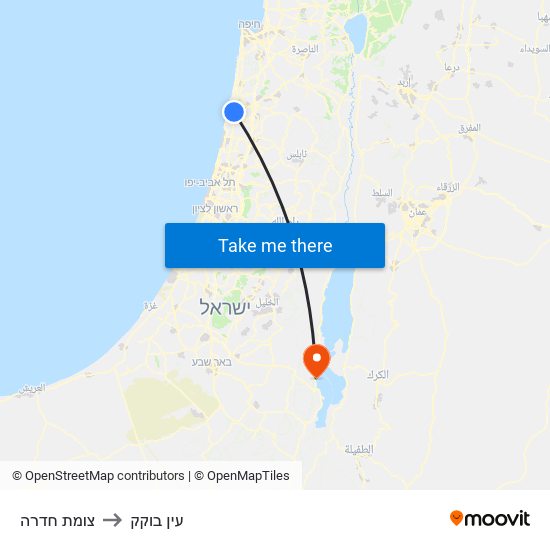 צומת חדרה to עין בוקק map