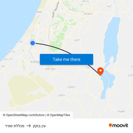 מכללת ספיר to עין בוקק map