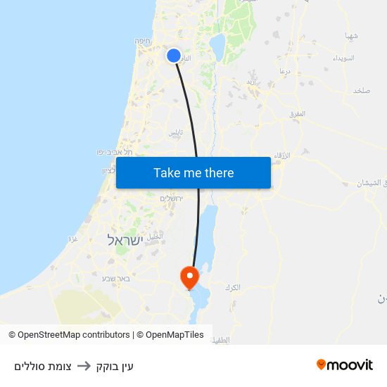 צומת סוללים to עין בוקק map