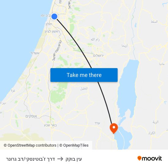 דרך ז'בוטינסקי/דב גרונר to עין בוקק map