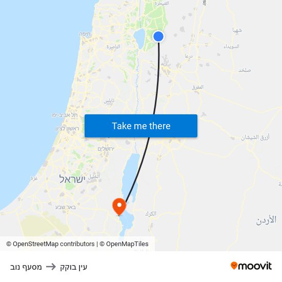 מסעף נוב to עין בוקק map
