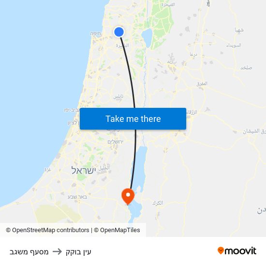 מסעף משגב to עין בוקק map