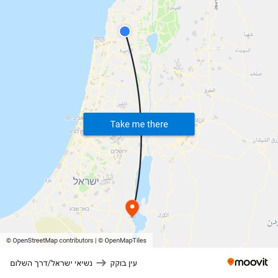 נשיאי ישראל/דרך השלום to עין בוקק map