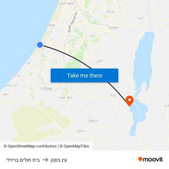 בית חולים ברזילי to עין בוקק map