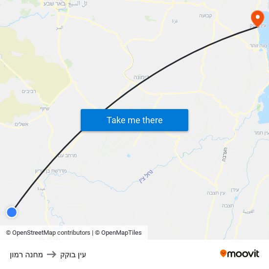 מחנה רמון to עין בוקק map