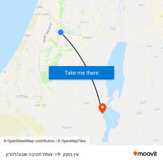 צומת חטיבה שבע/לטרון to עין בוקק map