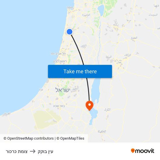 צומת כרכור to עין בוקק map