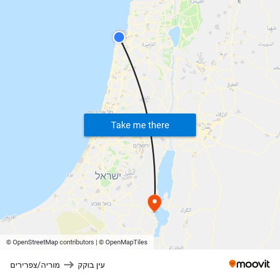 מוריה/צפרירים to עין בוקק map