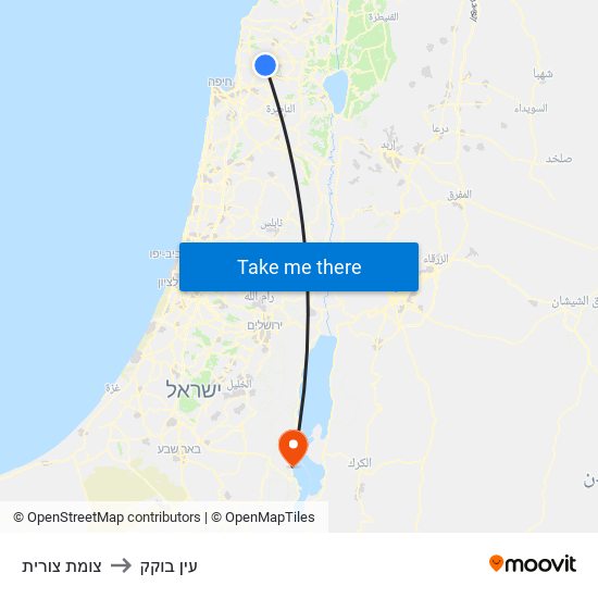 צומת צורית to עין בוקק map