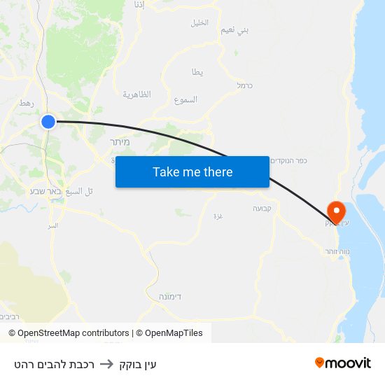 רכבת להבים רהט to עין בוקק map