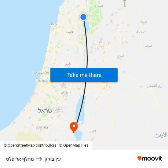 מחלף אליפלט to עין בוקק map