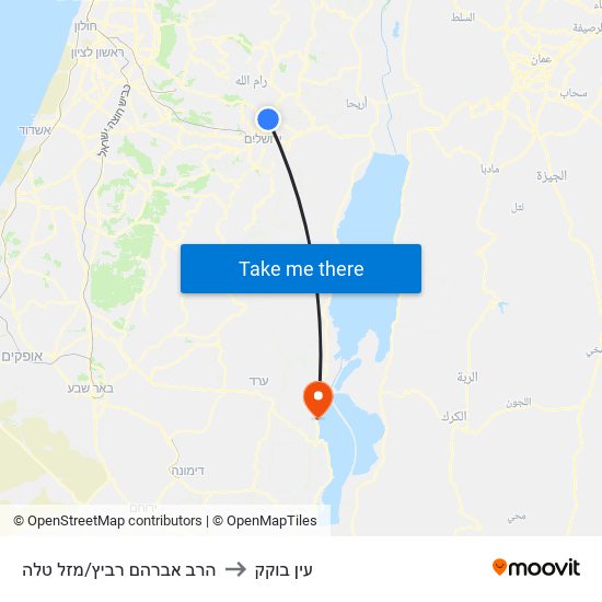 הרב אברהם רביץ/מזל טלה to עין בוקק map