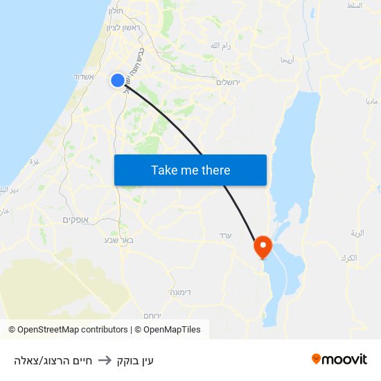 חיים הרצוג/צאלה to עין בוקק map