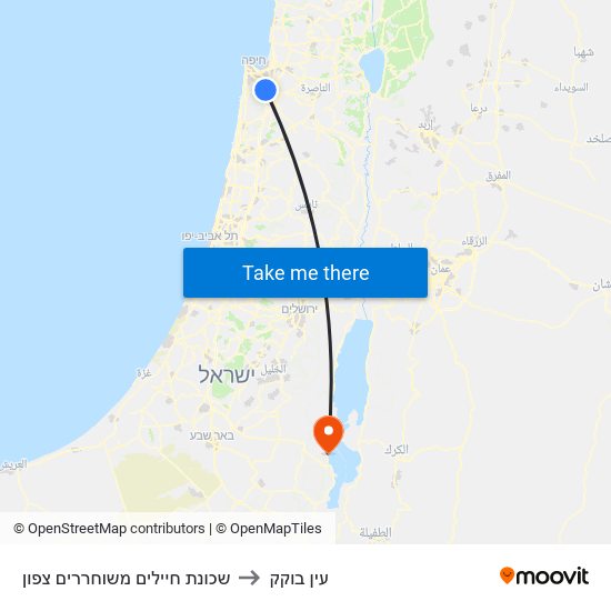 שכונת חיילים משוחררים צפון to עין בוקק map