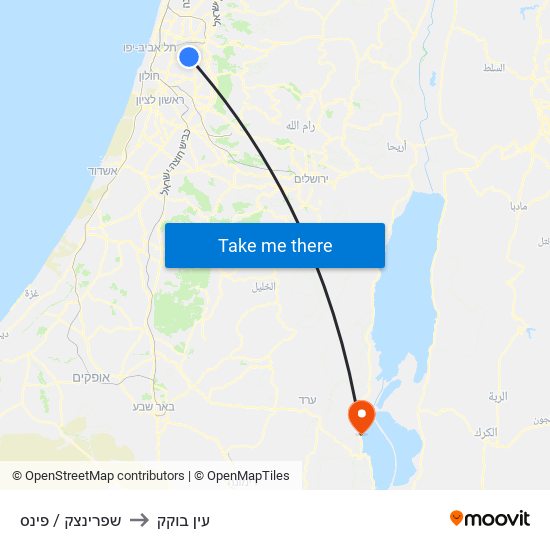 שפרינצק / פינס to עין בוקק map