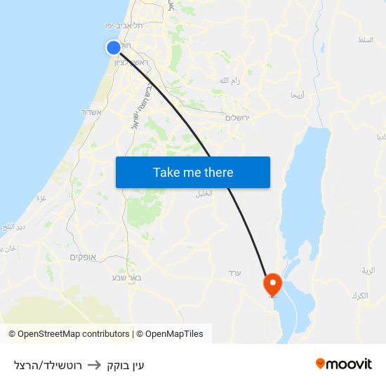 רוטשילד/הרצל to עין בוקק map