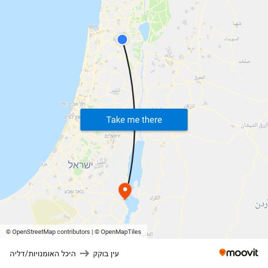 היכל האומנויות/דליה to עין בוקק map