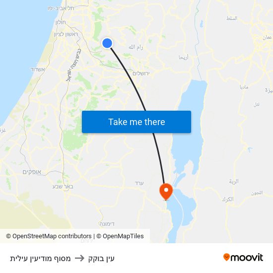 מסוף מודיעין עילית to עין בוקק map