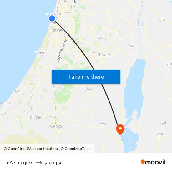 מסוף כרמלית to עין בוקק map