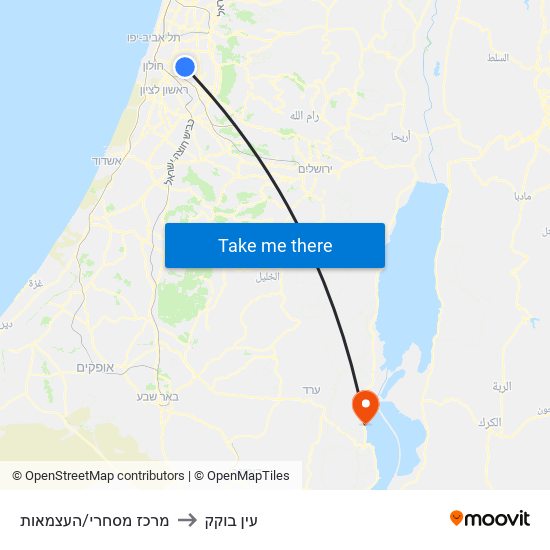 מרכז מסחרי/העצמאות to עין בוקק map