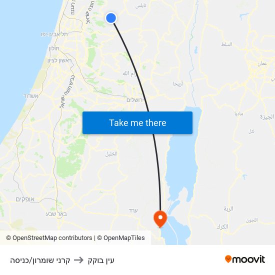 קרני שומרון/כניסה to עין בוקק map