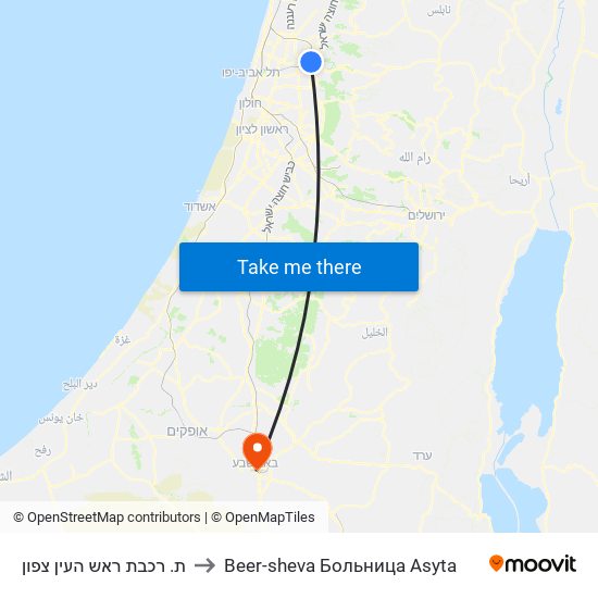 ת. רכבת ראש העין צפון to Beer-sheva Больница Asyta map