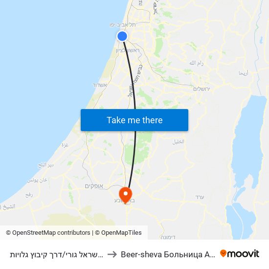 שד' ישראל גורי/דרך קיבוץ גלויות to Beer-sheva Больница Asyta map