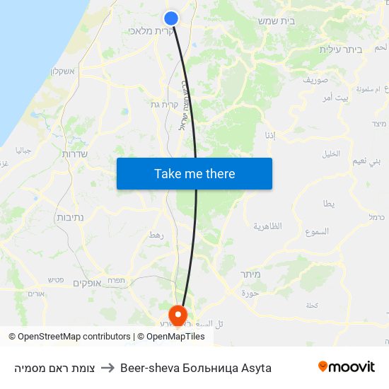 צומת ראם מסמיה to Beer-sheva Больница Asyta map