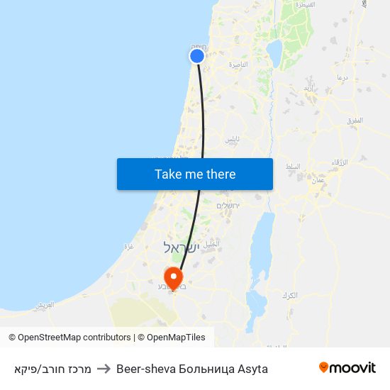 מרכז חורב/פיקא to Beer-sheva Больница Asyta map