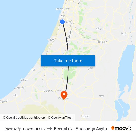 שדרות משה דיין/הנחשול to Beer-sheva Больница Asyta map
