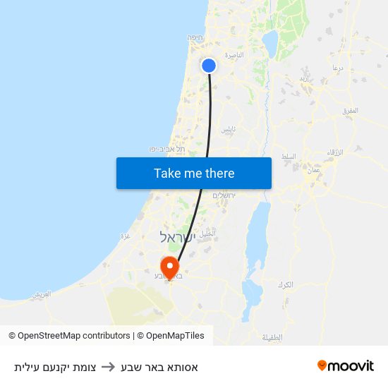 צומת יקנעם עילית to אסותא באר שבע map