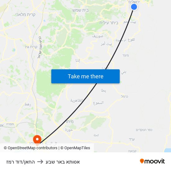 החאן/דוד רמז to אסותא באר שבע map