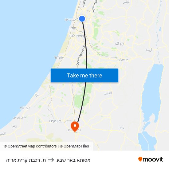 ת. רכבת קרית אריה to אסותא באר שבע map