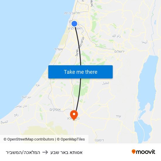 המלאכה/המשביר to אסותא באר שבע map