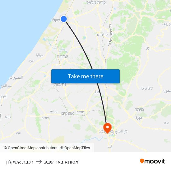 רכבת אשקלון to אסותא באר שבע map