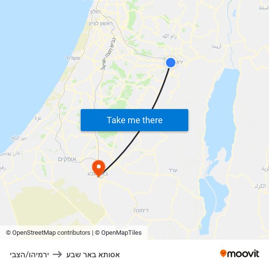 ירמיהו/הצבי to אסותא באר שבע map