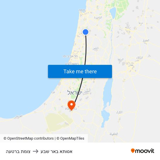 צומת ברטעה to אסותא באר שבע map