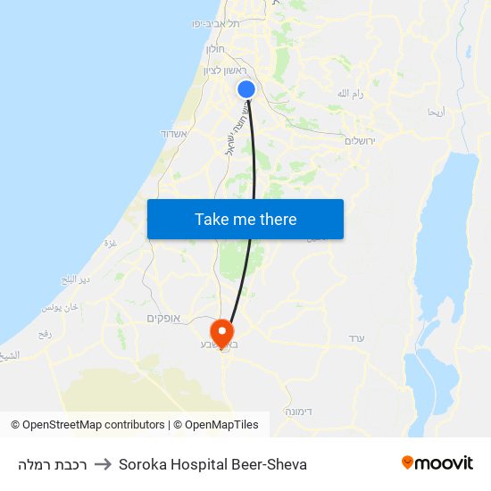 רכבת רמלה to Soroka Hospital Beer-Sheva map