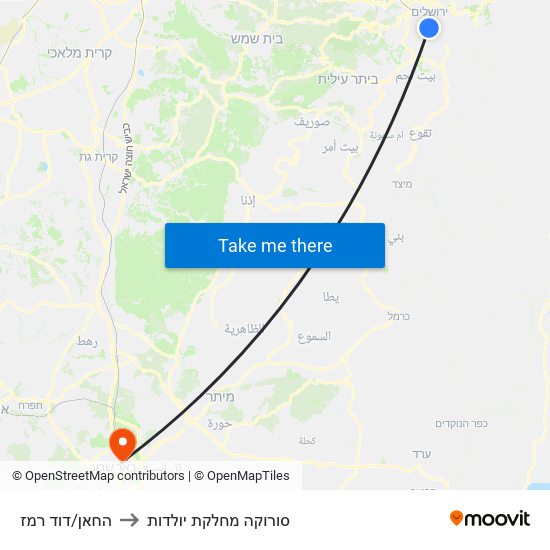 החאן/דוד רמז to סורוקה מחלקת יולדות map