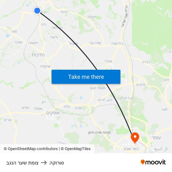 צומת שער הנגב to סורוקה map