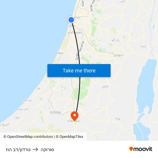 גורדון/דב הוז to סורוקה map