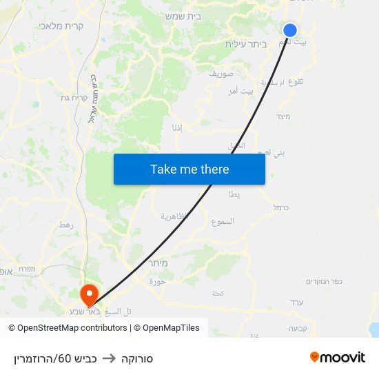 כביש 60/הרוזמרין to סורוקה map