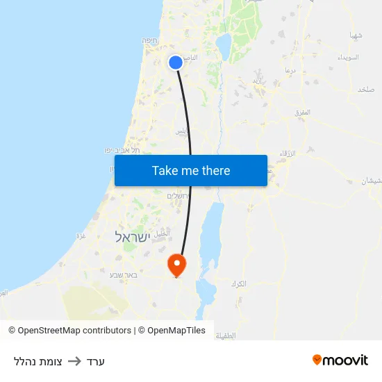 צומת נהלל to ערד map