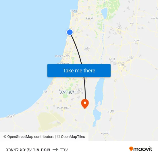 צומת אור עקיבא למערב to ערד map