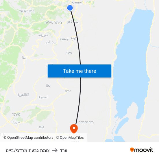 צומת גבעת מרדכי/בייט to ערד map