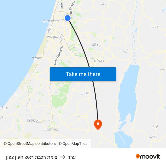 צומת רכבת ראש העין צפון to ערד map