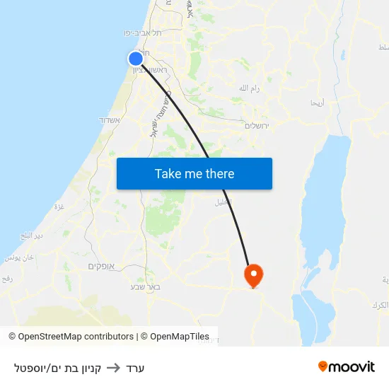 קניון בת ים/יוספטל to ערד map