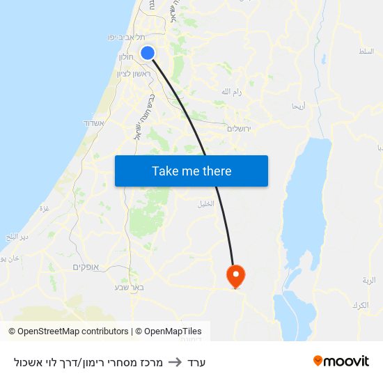 מרכז מסחרי רימון/דרך לוי אשכול to ערד map