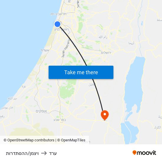 ויצמן/ההסתדרות to ערד map