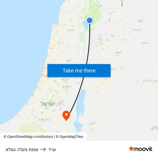 צומת מעלה גמלא to ערד map